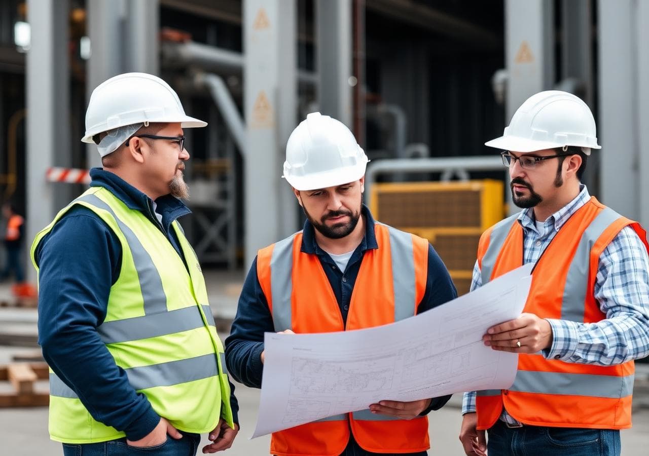 Engineers reviewing plans